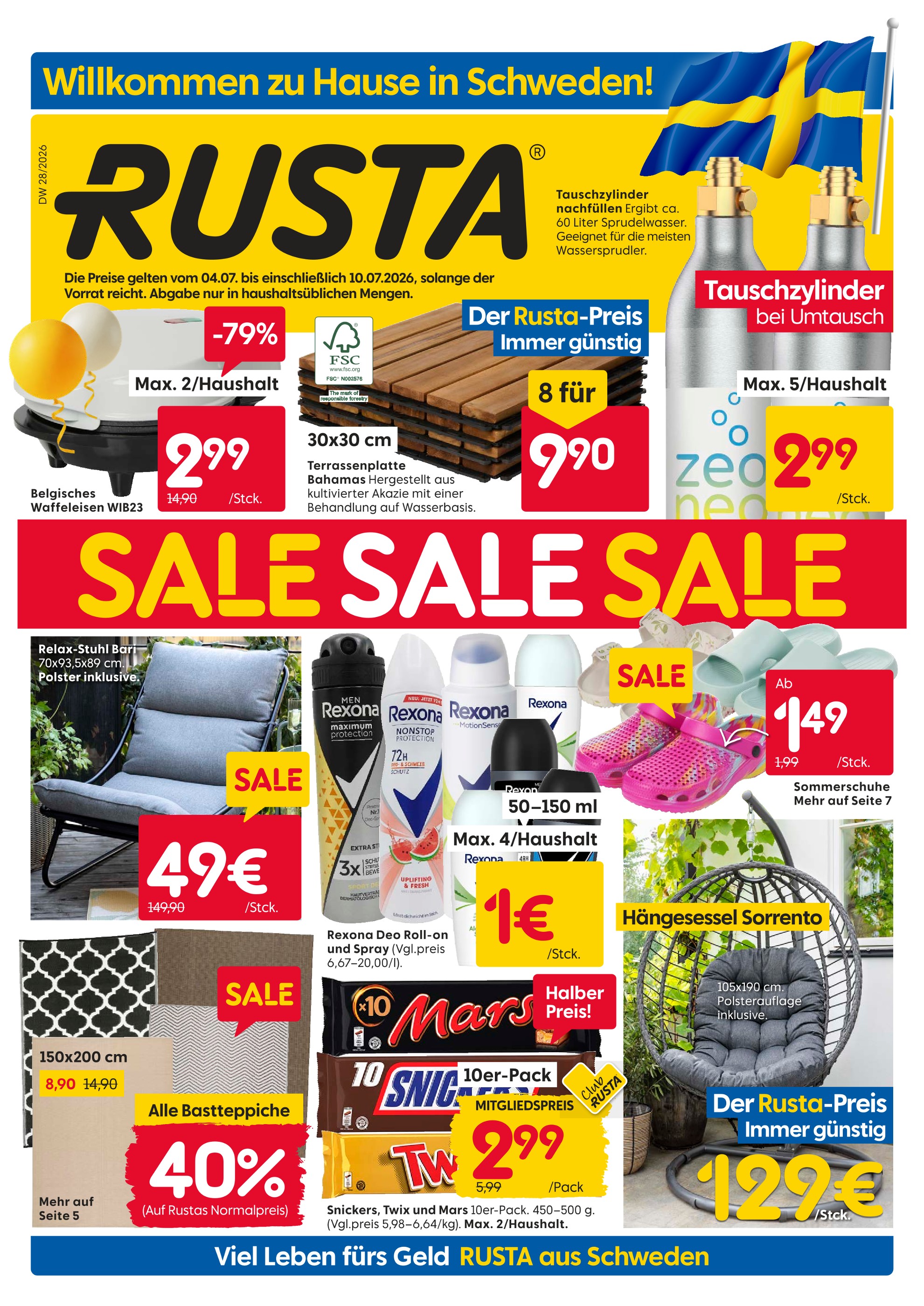 Aktueller Rusta Prospekt, "Willkommen zu Hause in Schweden!", mit Angeboten der Woche, gültig von 04.07.2026 bis 04.07.2026